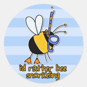 Pegatina Redonda bastante abeja que bucea