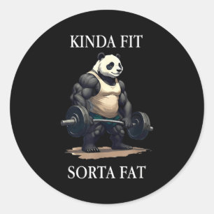 Pegatina Redonda Bastante en forma algo gordo divertido gimnasio pa