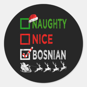 Pegatina Redonda Bastante travieso Navidades bosnios Pajamas Funny 