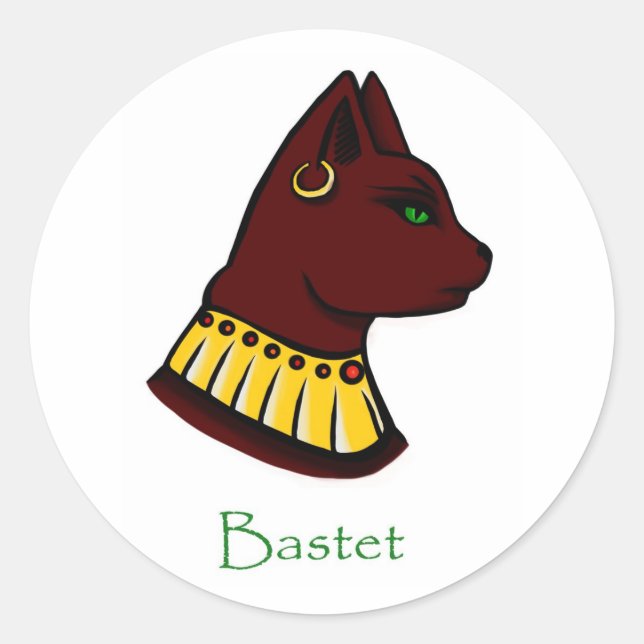 Pegatina Redonda Bastet - Diosa egipcia (Anverso)