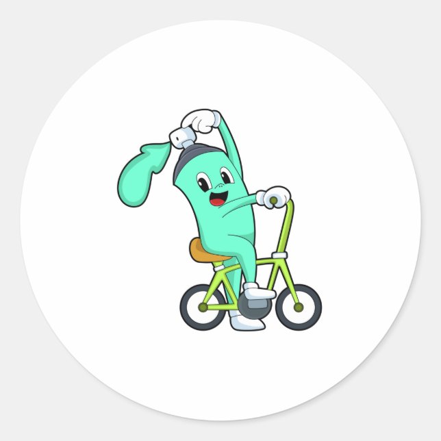 Pegatina Redonda Bastón de spray con bicicleta (Anverso)