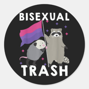 Pegatina Redonda Basura Bisexual Arcoíris Orgullo Gay LGBT Mapache