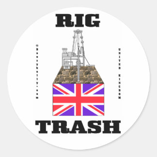 Pegatina Redonda Basura británica en la plataforma ferroviaria, tru