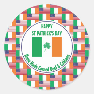 Pegatina Redonda Basura De Carne Corneada ST PATRICK'S DAY Irish US