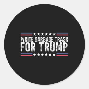 Pegatina Redonda Basura de garaje blanco para votar por Trump para