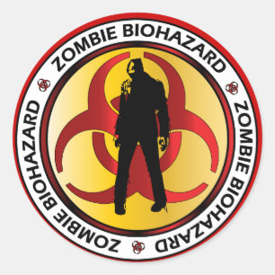 Pegatina Redonda Basura del Biohazard del zombi