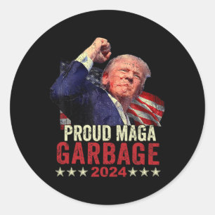 Pegatina Redonda Basura orgullosa Trump Supporter 4