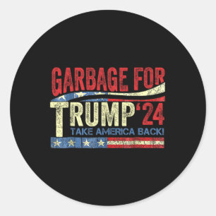Pegatina Redonda Basura para el gracioso partidario de Trump 2024