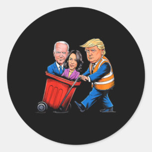 Pegatina Redonda Basura Para El Momento Divertido De Trump 2024 De 