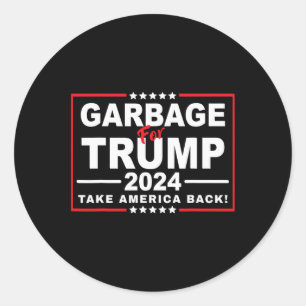 Pegatina Redonda Basura para Trump 2024: Divertido partidario de Tr