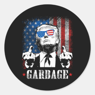 Pegatina Redonda Basura para Trump 2024: Divertidos Hombres De Band