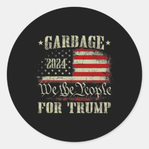 Pegatina Redonda Basura para Trump 2024: Divertidos Hombres De Band