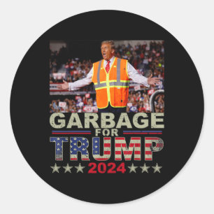Pegatina Redonda Basura para Trump 2024 Tees - Desi, partidario de 