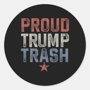 Pegatina Redonda Basura: Trump, basura, trucha, Trump 2024