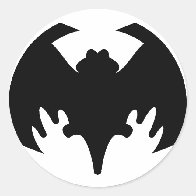 Pegatina Redonda Bat Black The MUSEUM Zazzle Gifts (Anverso)