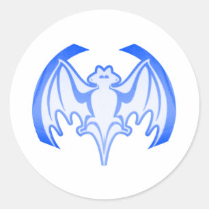 Pegatina Redonda Bat Blue Inv El MUSEO Regalos Zazzle