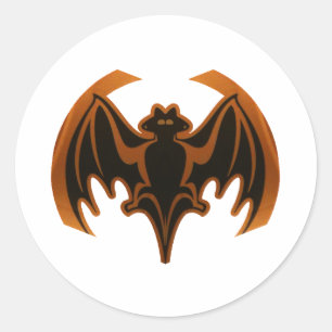 Pegatina Redonda Bat Brown El MUSEO Zazzle Regalos