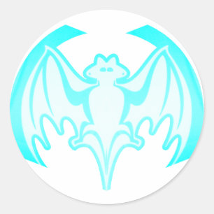Pegatina Redonda Bat Cyan Inv El MUSEO Regalos Zazzle