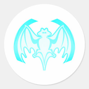 Pegatina Redonda Bat Cyan Inv El MUSEO Regalos Zazzle