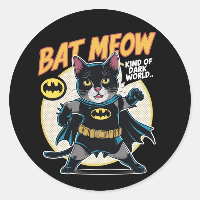 Pegatina Redonda BAT Meow (Anverso)