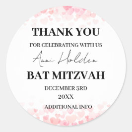 Pegatina Redonda Bat Mitzvah de fondo floral elegante y minimalista