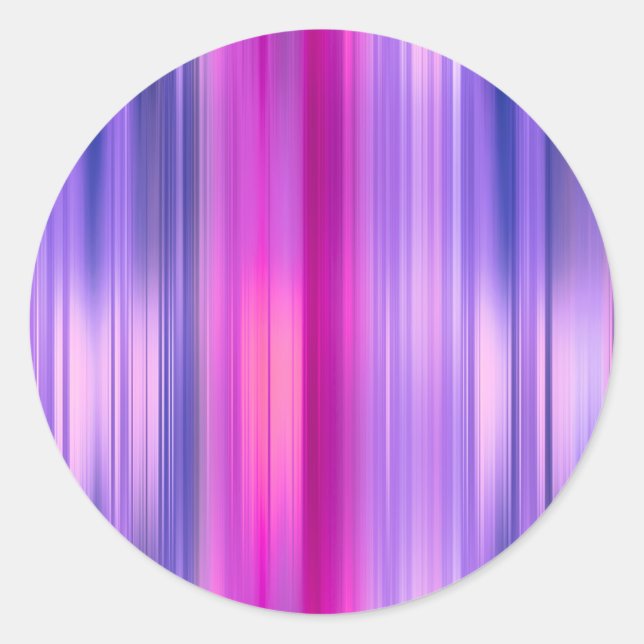 Pegatina Redonda Bat Mitzvah de rayas rosadas y moradas (Anverso)