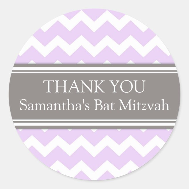 Pegatina Redonda Bat Mitzvah Gracias Nombre Personalizado Favor Eti (Anverso)