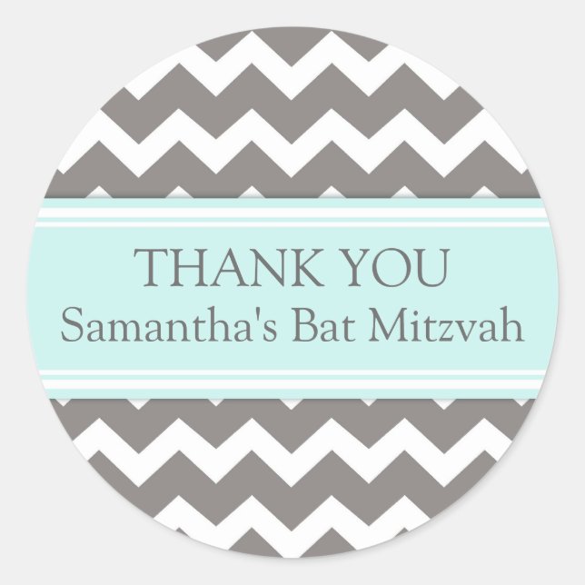 Pegatina Redonda Bat Mitzvah Gracias Nombre Personalizado Favor Eti (Anverso)