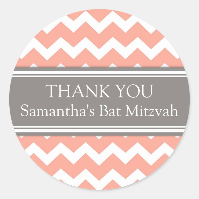 Pegatina Redonda Bat Mitzvah Gracias Nombre Personalizado Favor Eti (Anverso)