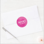 Pegatina Redonda BAT MITZVAH moderno elegante bonito floral rosa<br><div class="desc">por kat massard >> https://linktr.ee/simplysweetpaperie <<</div>