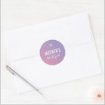 Pegatina Redonda BAT MITZVAH moderno estrella gradiente púrpura ros<br><div class="desc">por kat massard >> https://linktr.ee/simplysweetpaperie <<</div>