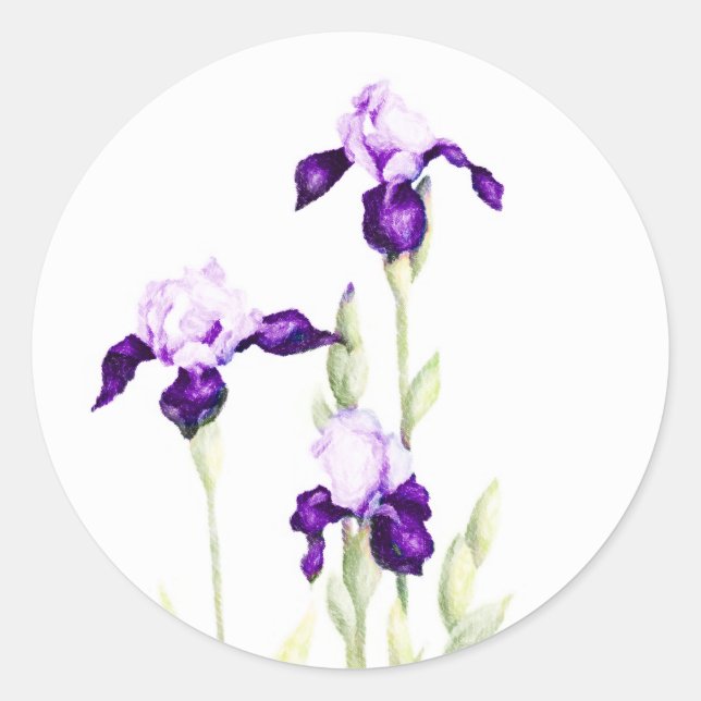 Pegatina Redonda Bat Mitzvah Morple Irises (Anverso)