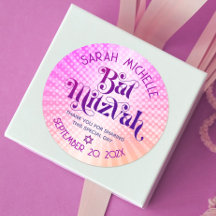 Bat Mitzvah Negrita Retro Boho Gradiente Rosa Nara