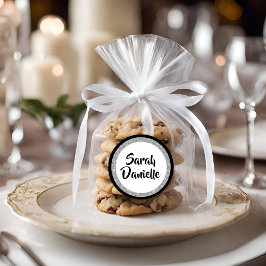 Pegatina Redonda Bat Mitzvah Purpurinoso Elegante negro y plateado