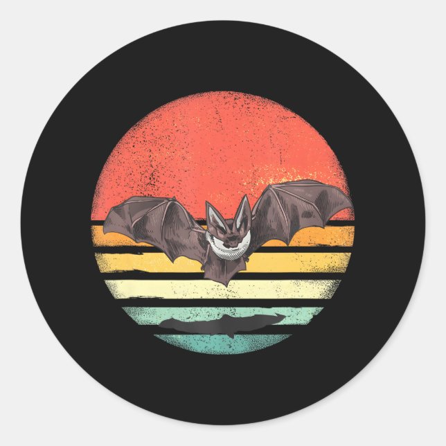 Pegatina Redonda Bat Nocturnal Animal Wildlife Mammal Bat Lover (Anverso)