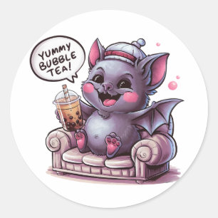 Pegatina Redonda Bat Personalizado Adorable: Acogedor, Kawaii Vibes
