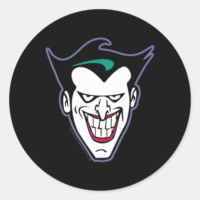 Pegatina Redonda Bat The Animated Series Joker Face (Anverso)
