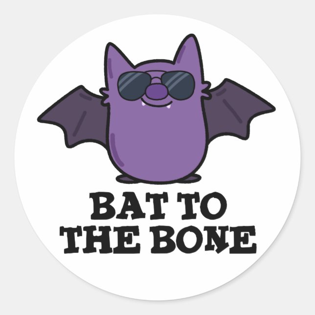 Pegatina Redonda Bat To The Bone Funny Animal Pun (Anverso)