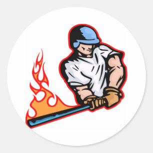 Pegatina Redonda Batalla de béisbol blanco incandescente