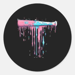 Pegatina Redonda Batalla De Béisbol Con Rasgadura De Espolvorines P