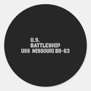 Pegatina Redonda Batallero Uss Missouri Bb-63 Veterano Fath