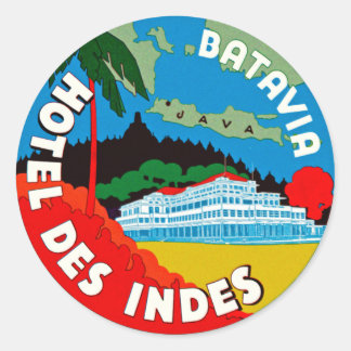 Pegatina Redonda Batavia Hotel Des Indies