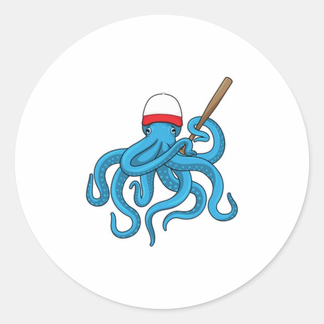 Pegatina Redonda Bate de béisbol Octov (Anverso)