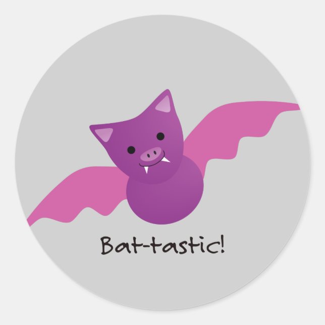 Pegatina Redonda Bate rosa Batástico (Anverso)