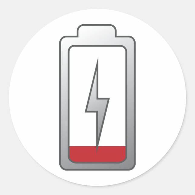 Pegatina Redonda ¡Batería baja! (Anverso)