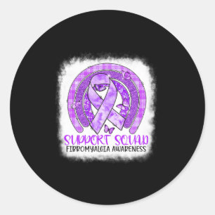 Pegatina Redonda Batería de mariposa Apoyar Arcoiris Fibromialgia C