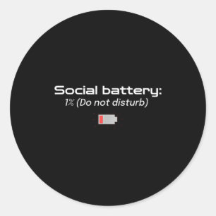 Pegatina Redonda Batería Social: 1% (no molestar)