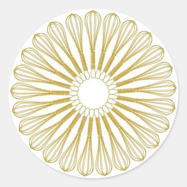 Pegatina Redonda Baterías Chef Baker Whisk (Anverso)