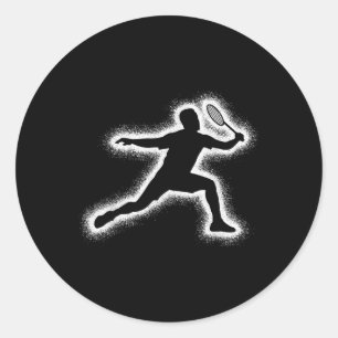 Pegatina Redonda Baterminton Player Shuttle Niños Hombres Badminton