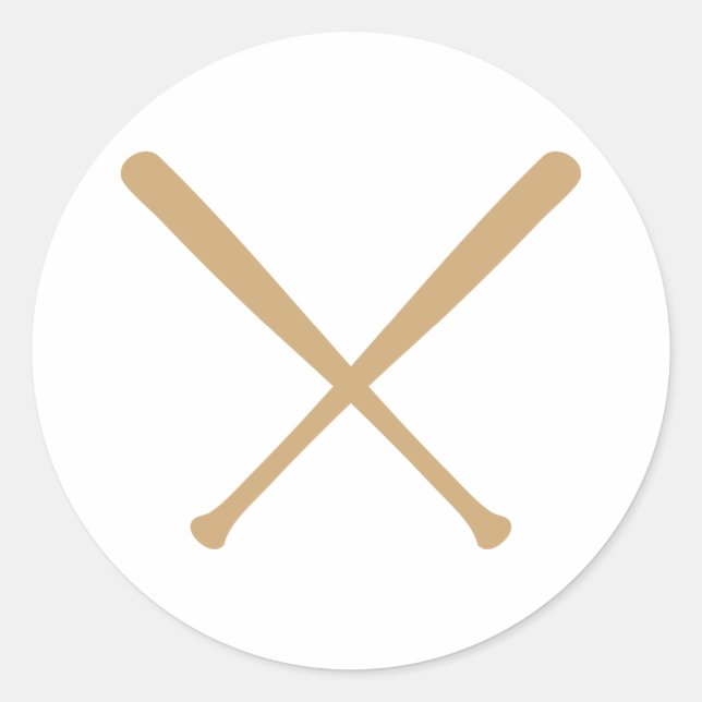 Pegatina Redonda bates de béisbol cruzados (Anverso)